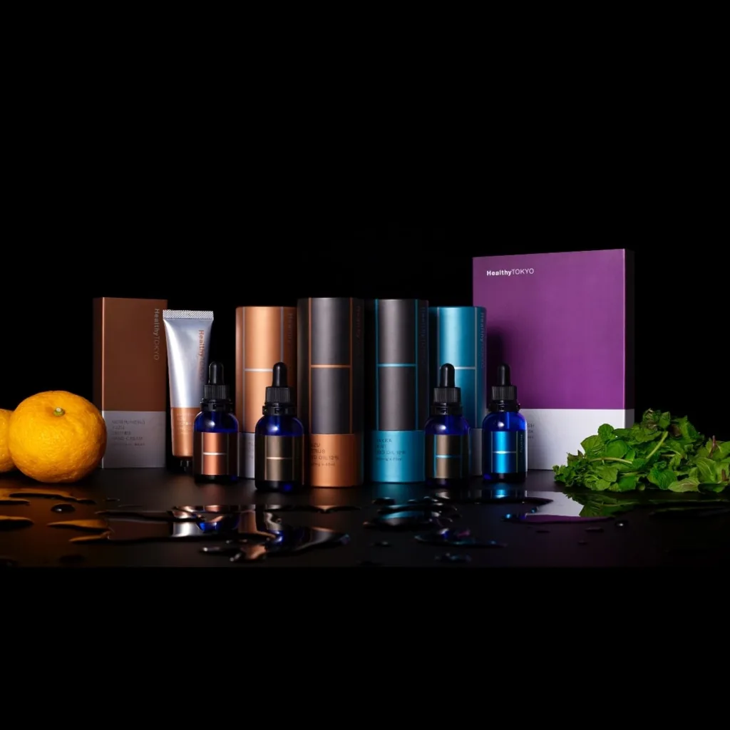 HealthyTOKYO-CBD-collection-of-oils-and-cosmetic-wide-shot
